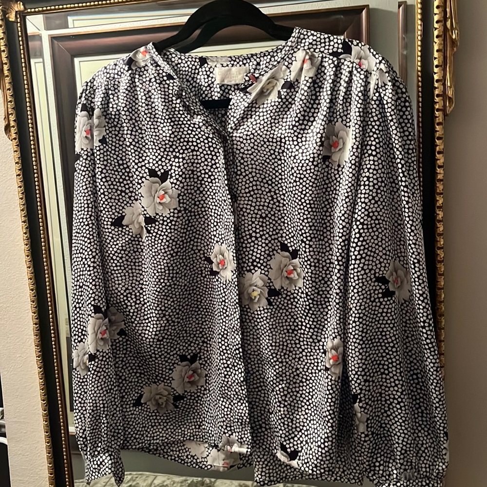 Black and white polka dot blouse